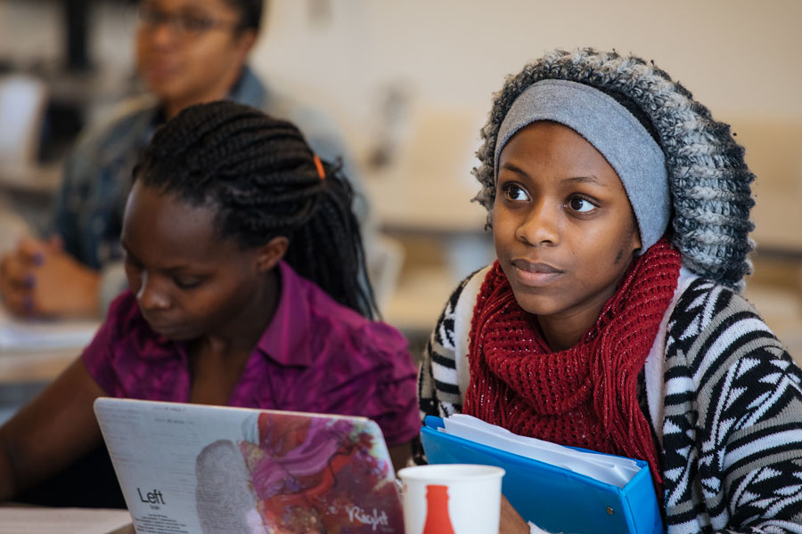 students listening in class